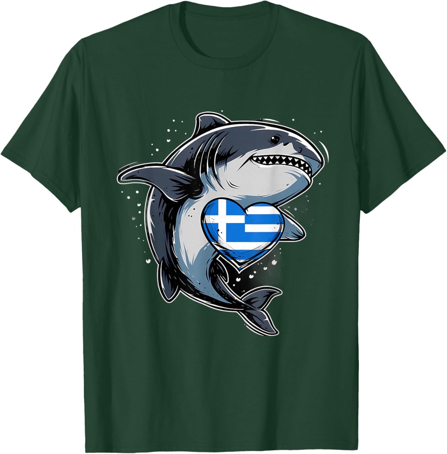 Greece Flag Greek Pride Heart Shark Greek Roots Hellenic T-Shirt - T-Shirt | Forest