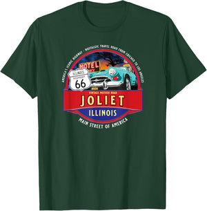 Retro Joliet Illinois Iconic Highway 66 Road Trip Souvenir T-Shirt - T-Shirt | Forest
