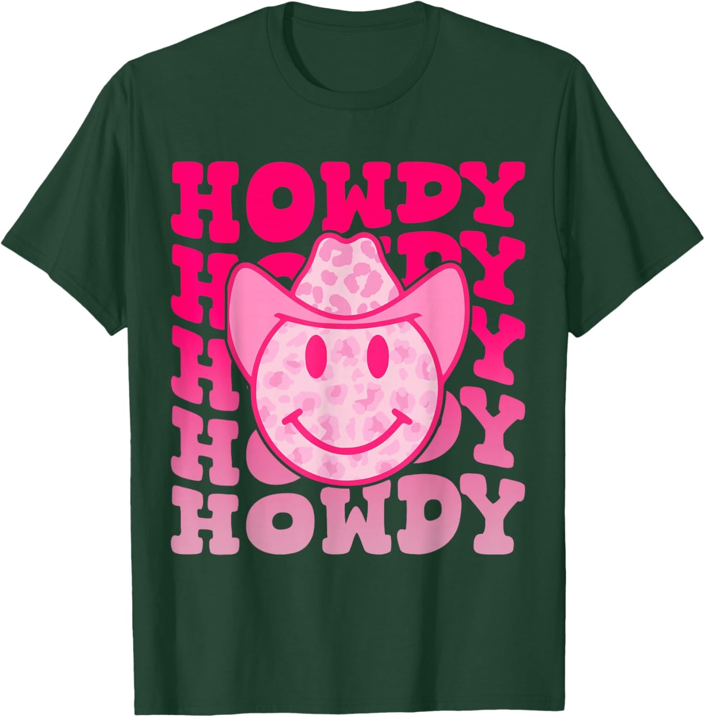 Pink Howdy Smile Face Rodeo Western Country Southern Cowgirl T-Shirt - T-Shirt | Forest