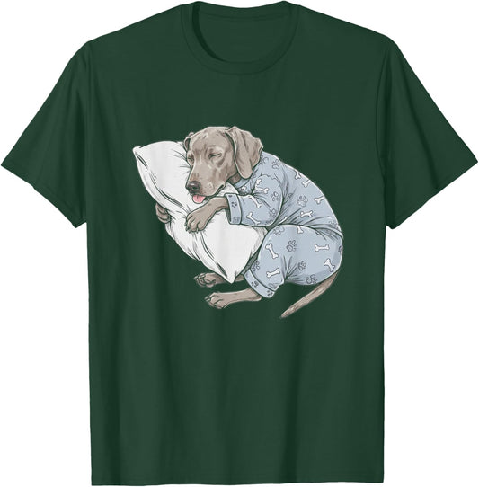 Funny Sleepy Weimaraner Pajama Men Women Kids T-Shirt - T-Shirt | Forest