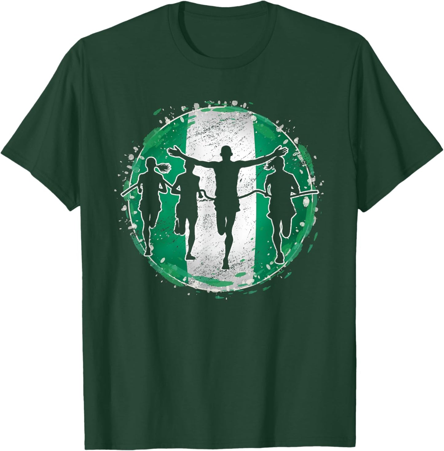 Running Marathon Runners Nigeria Nigerian Flag Nigeria T-Shirt - T-Shirt | Forest
