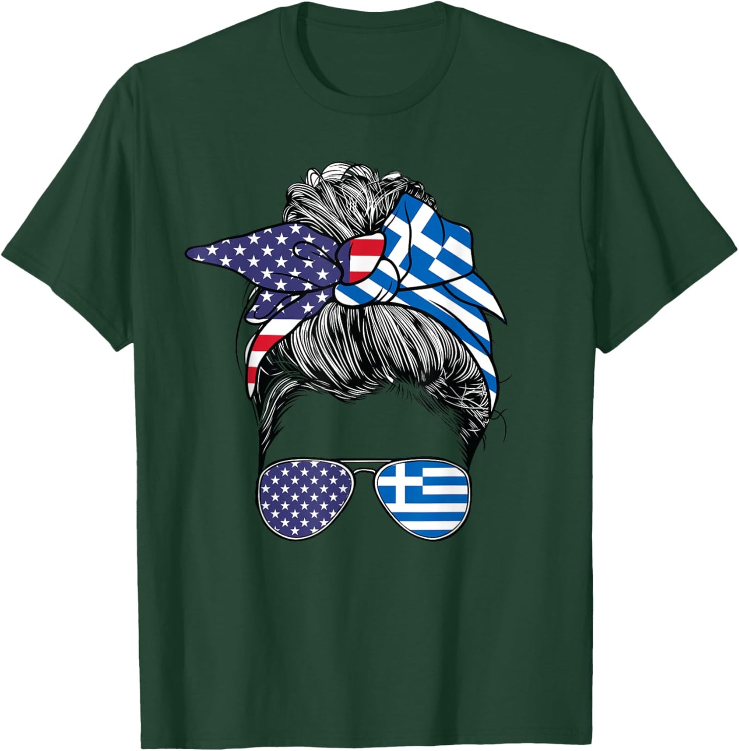 Greek Women Girl USA Heritage American Greece Flag T-Shirt - T-Shirt | Forest