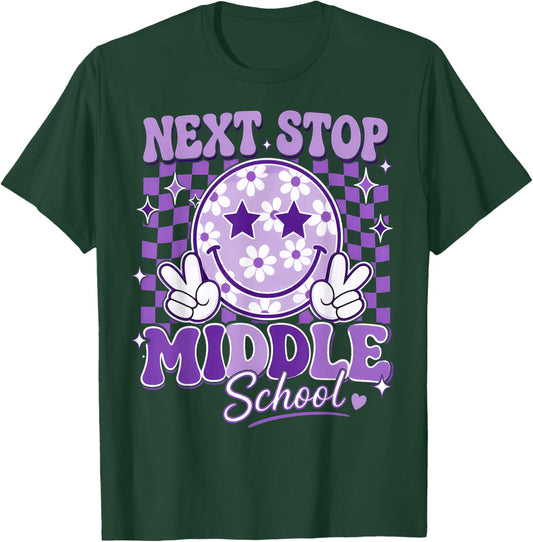 Next Stop Middle School Groovy Purple Elementary Graduation T-Shirt - T-Shirt | Forest