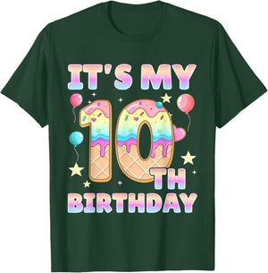 It's My 10th Birthday Ice Cream 10 Years Old Boys Girls T-Shirt - T-Shirt | Forest