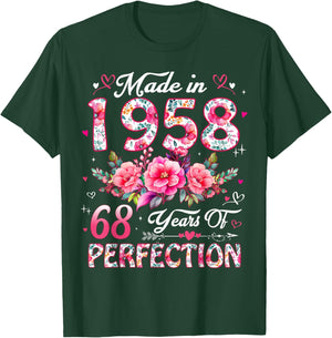 68 Year Old Made in 1958 Floral 68th Birthday Women T-Shirt - T-Shirt | Forest