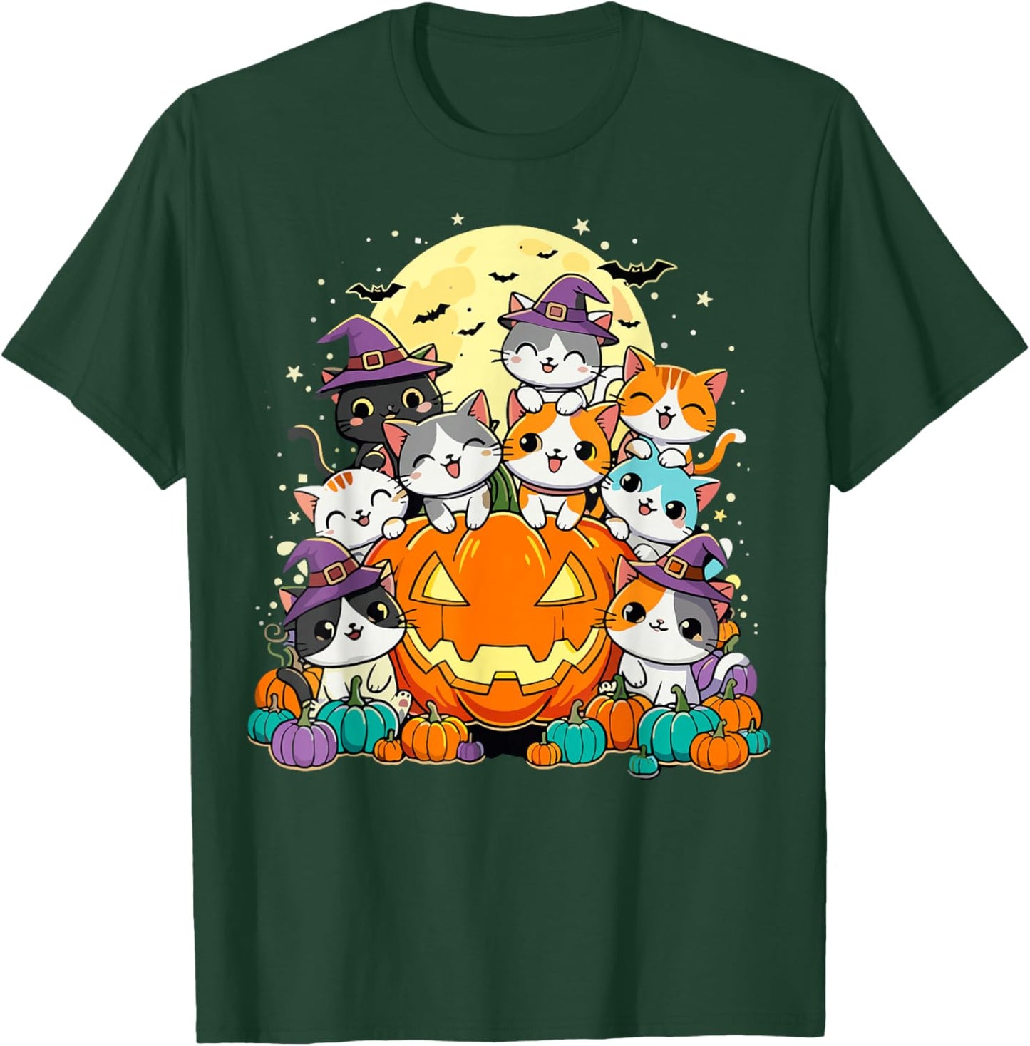 Halloween Cat Kawaii Pumpkin Cats T-Shirt - T-Shirt | Forest