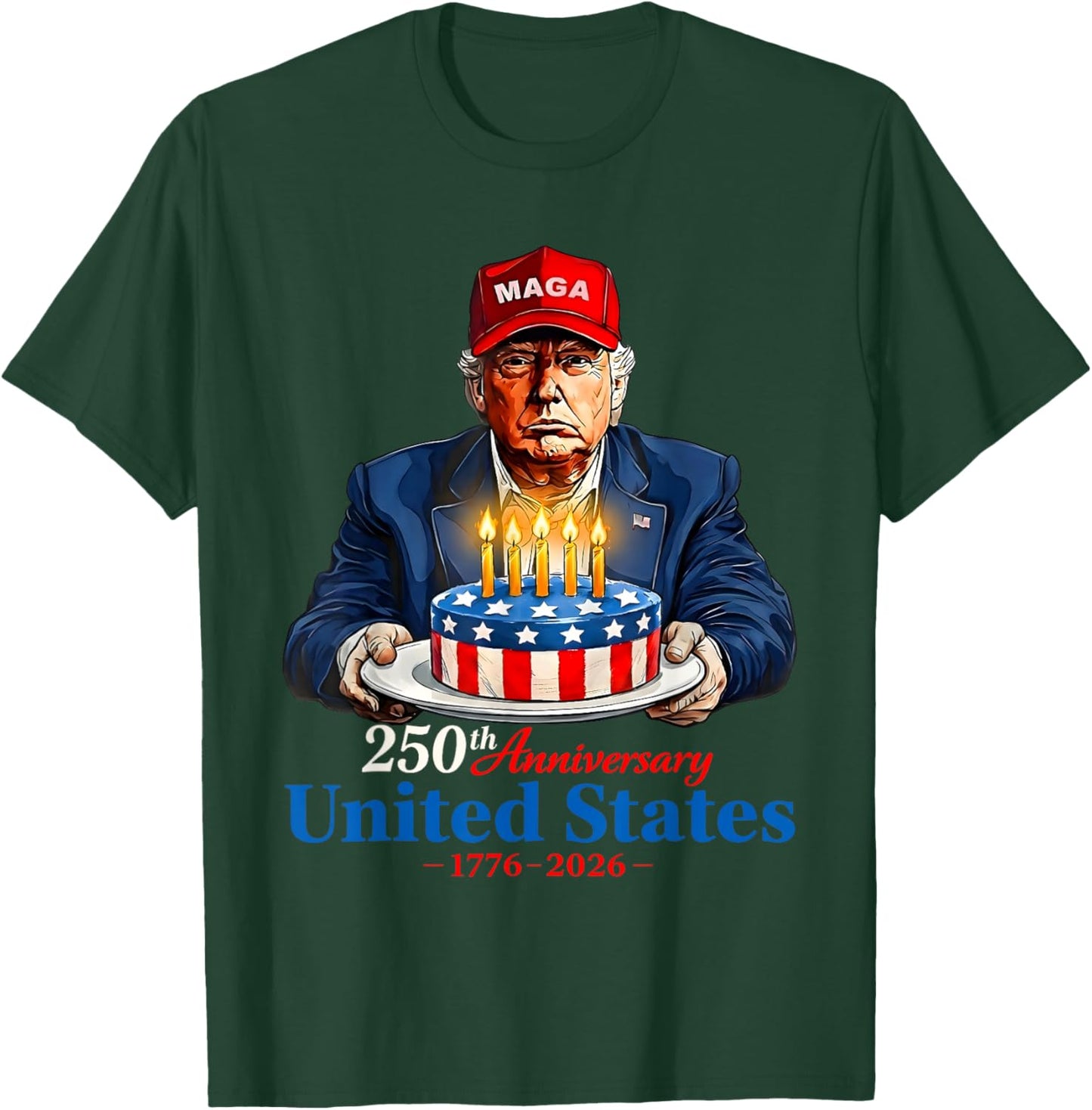 Donald Trump Celebrate 250th America Birthday US Anniversary T-Shirt - T-Shirt | Forest