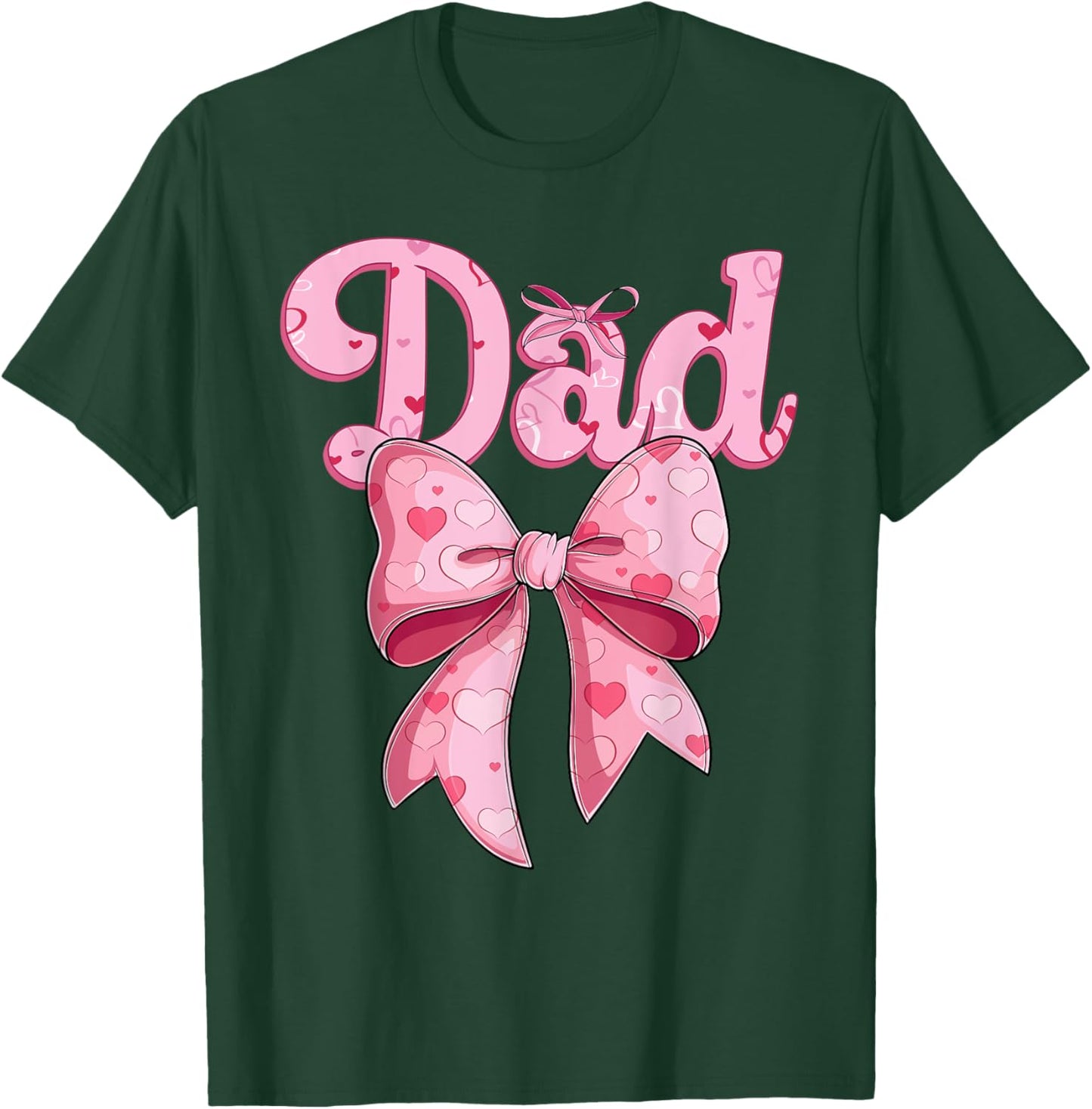 coquette bow family matching Groovy pink Dad T-Shirt - T-Shirt | Forest