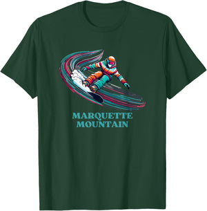 Marquette Mountain Michigan Snowboarding Snowboarder T-Shirt - T-Shirt | Forest