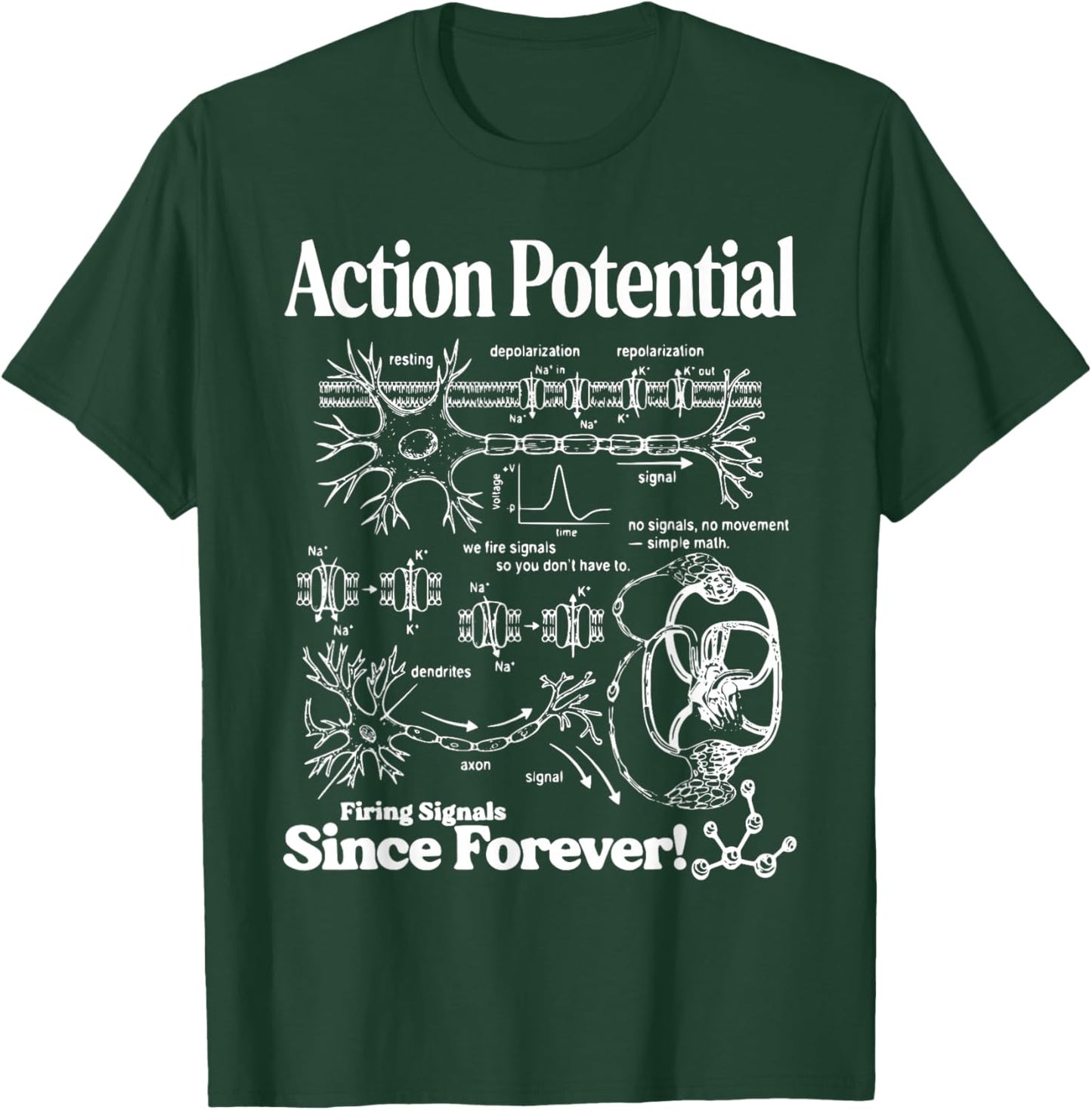 Action Potential Neuroscience Brain Science STEM Teacher T-Shirt - T-Shirt | Forest