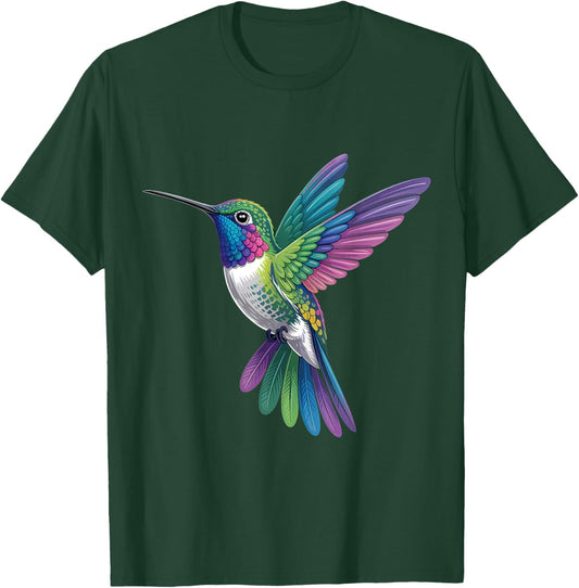 Hummingbird Lover Portrait Artwork Tropical Animal Art T-Shirt - T-Shirt | Forest