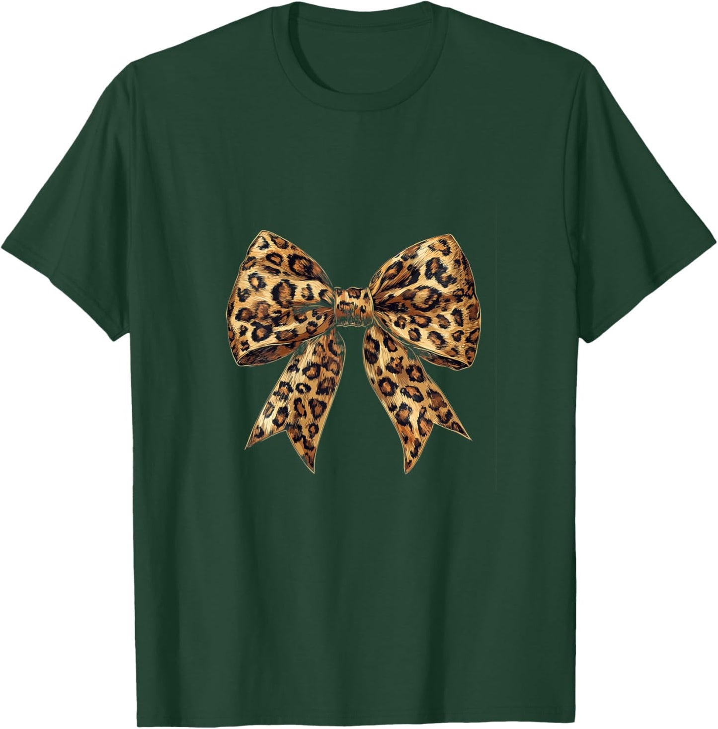 Coquette Bow Leopard Print Animal Print T-Shirt - T-Shirt | Forest