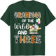 Grandma Of The Wild and Three 3 Birthday Zoo Safari Jungle T-Shirt - T-Shirt | Forest