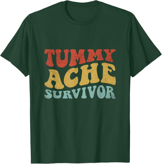 Tummy Ache Survivor Shirt Women Funny IBS Stomach Ache Retro T-Shirt - T-Shirt | Forest
