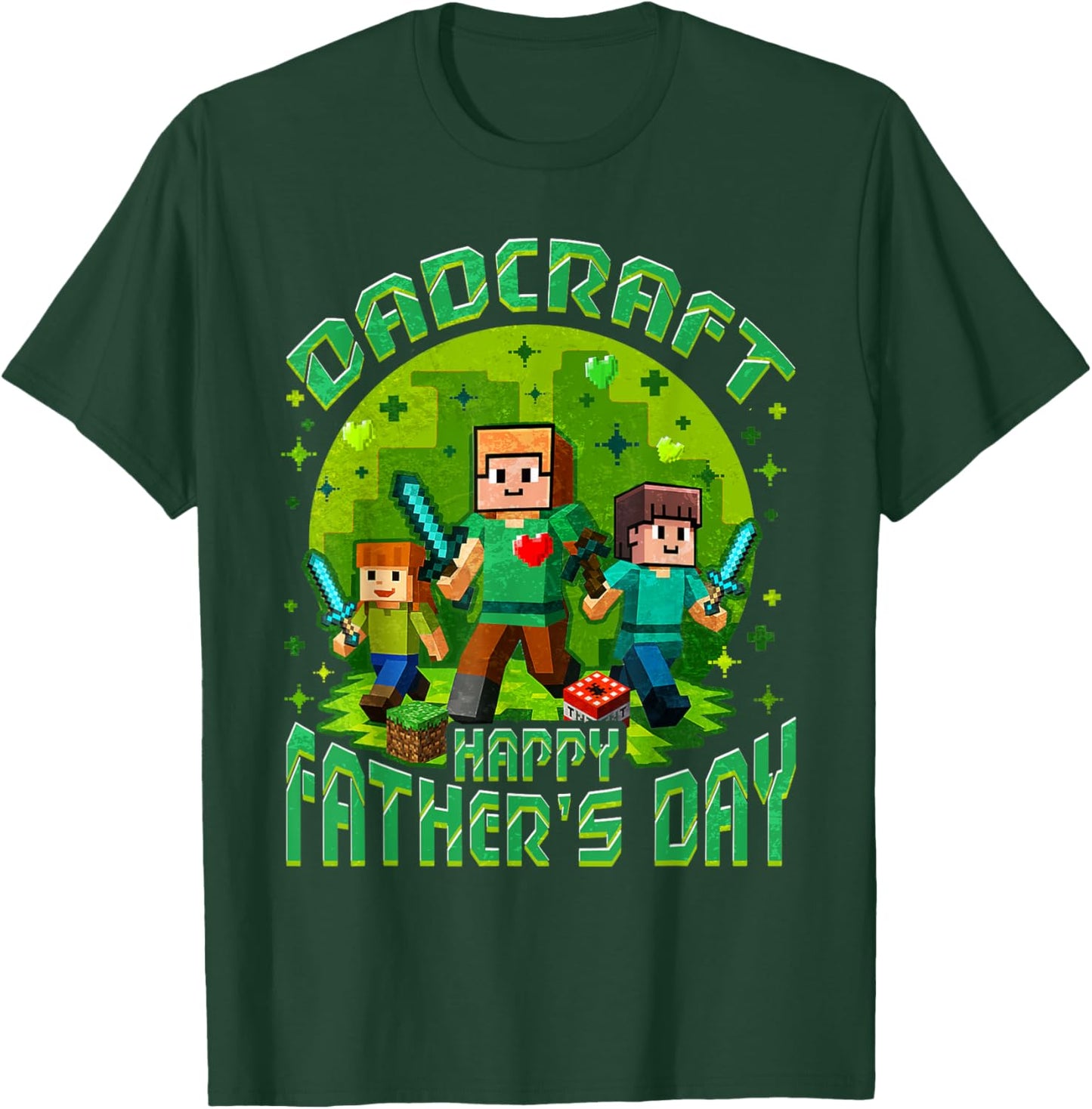 Dad Pixel Gaming Funny Father's Day T-Shirt - T-Shirt | Forest