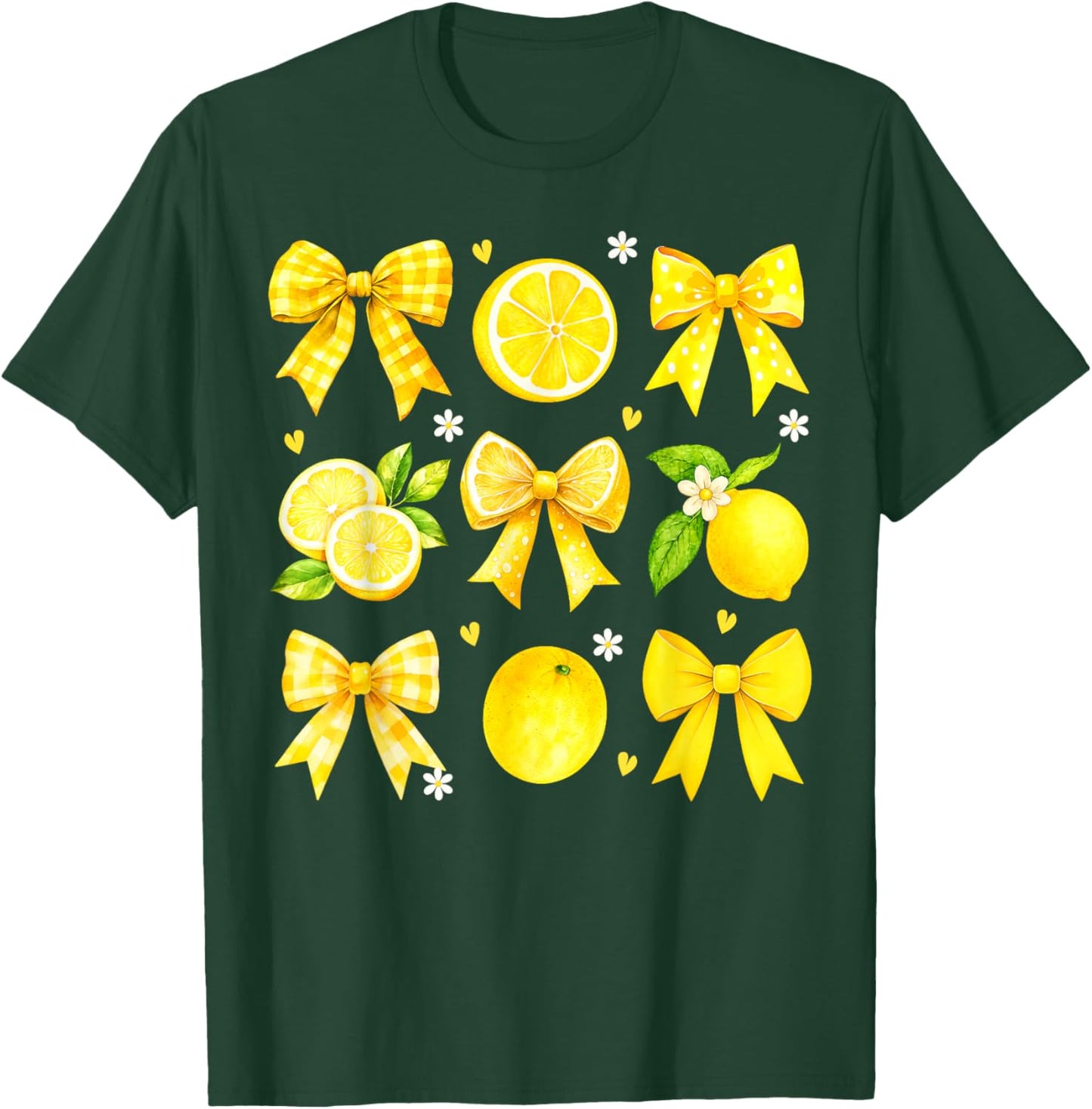 Cute Lemon Tropical Fruits Coquette Bows Summer Women Girl T-Shirt - T-Shirt | Forest