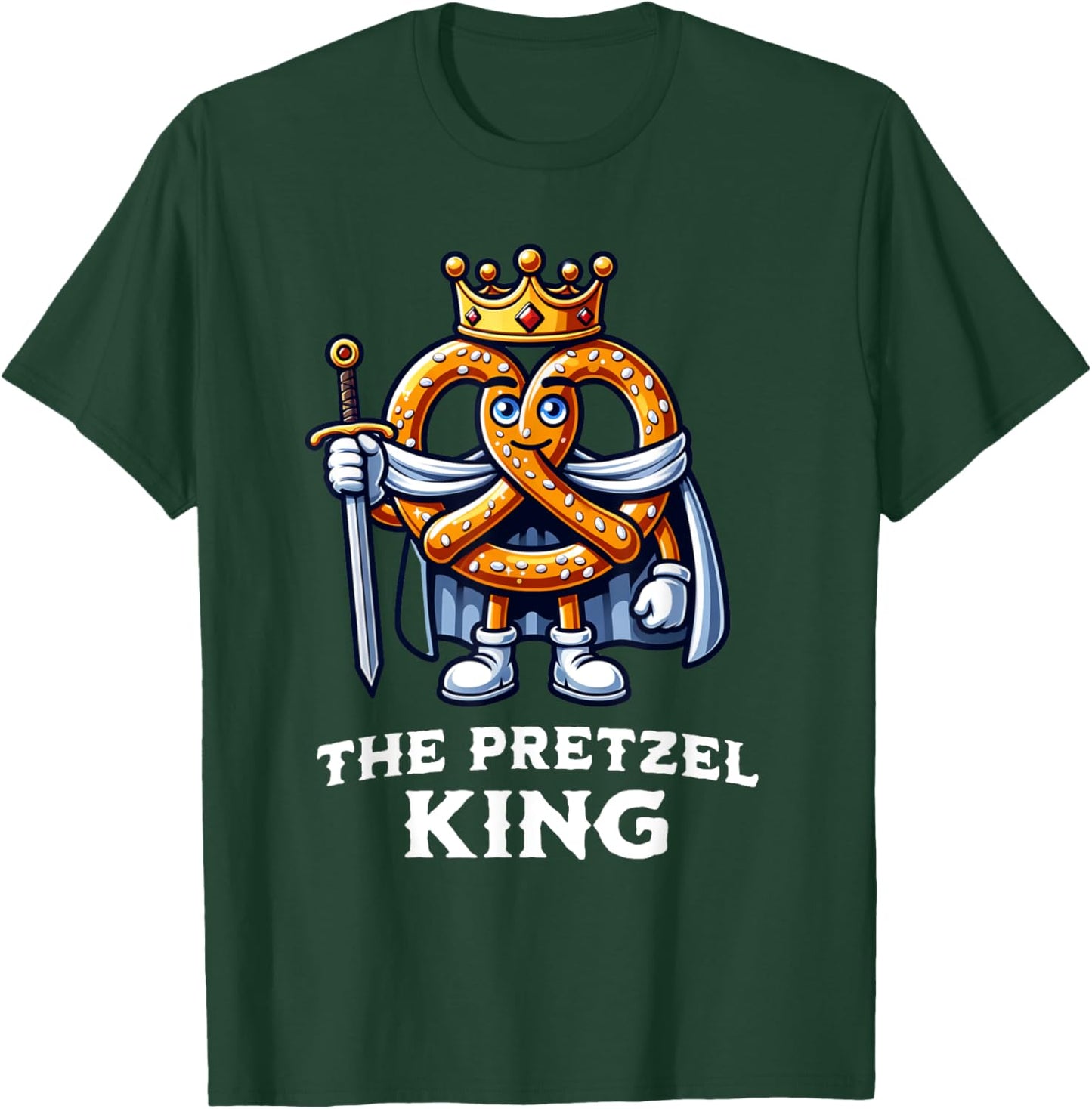 Pretzel King Funny Pretzel Lover Illustration T-Shirt - T-Shirt | Forest