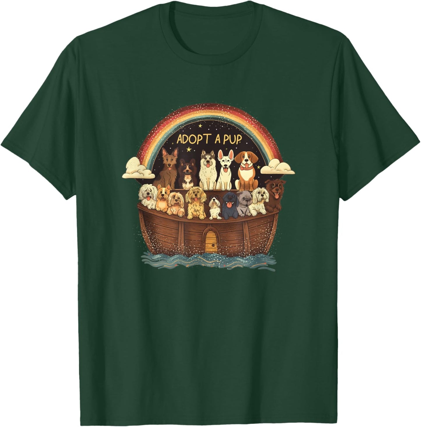 Noah's Ark Dogs Breeds Religious Christian Dog Lover Bible Men Women T-Shirt - T-Shirt | Forest