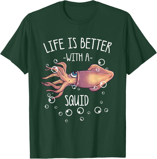 Best Squid Art Women Kids Adult Octopus Lover Squid T-Shirt - T-Shirt | Forest