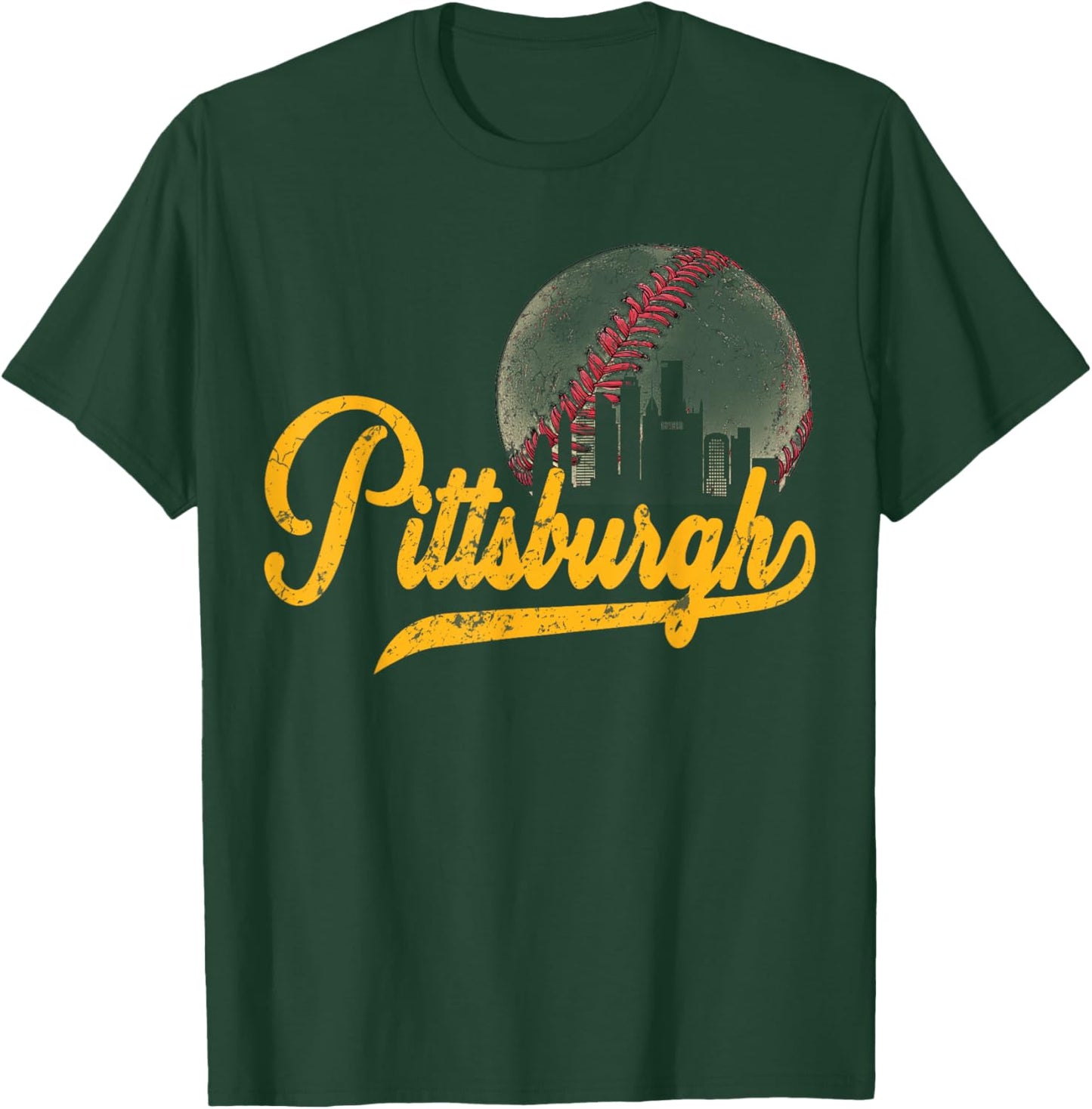 Pittsburgh Jersey Style Shirt Vintage Pittsburgh Skyline T-Shirt - T-Shirt | Forest