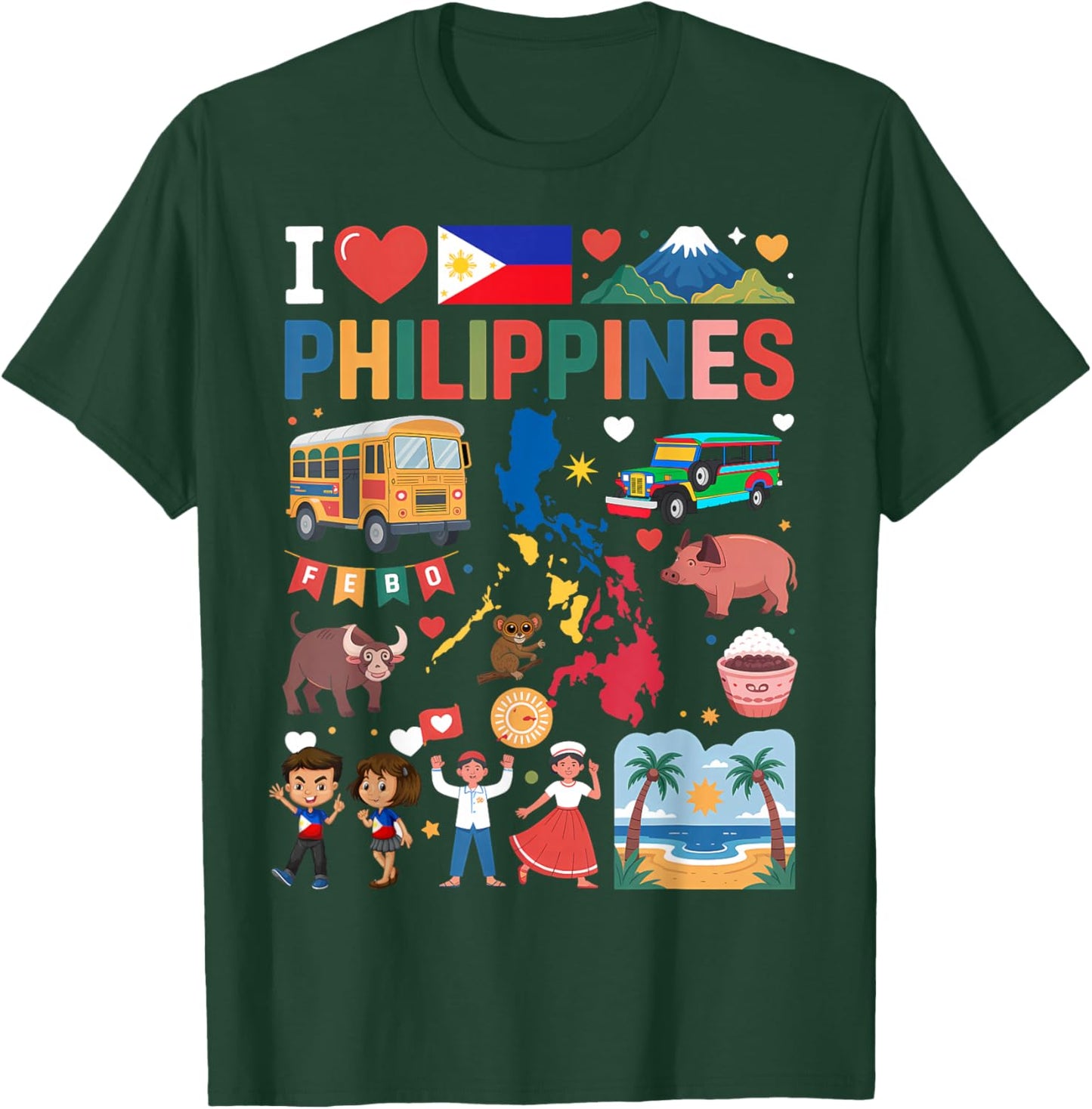 I Love Philippines Proud Filipino Roots T-Shirt - T-Shirt | Forest