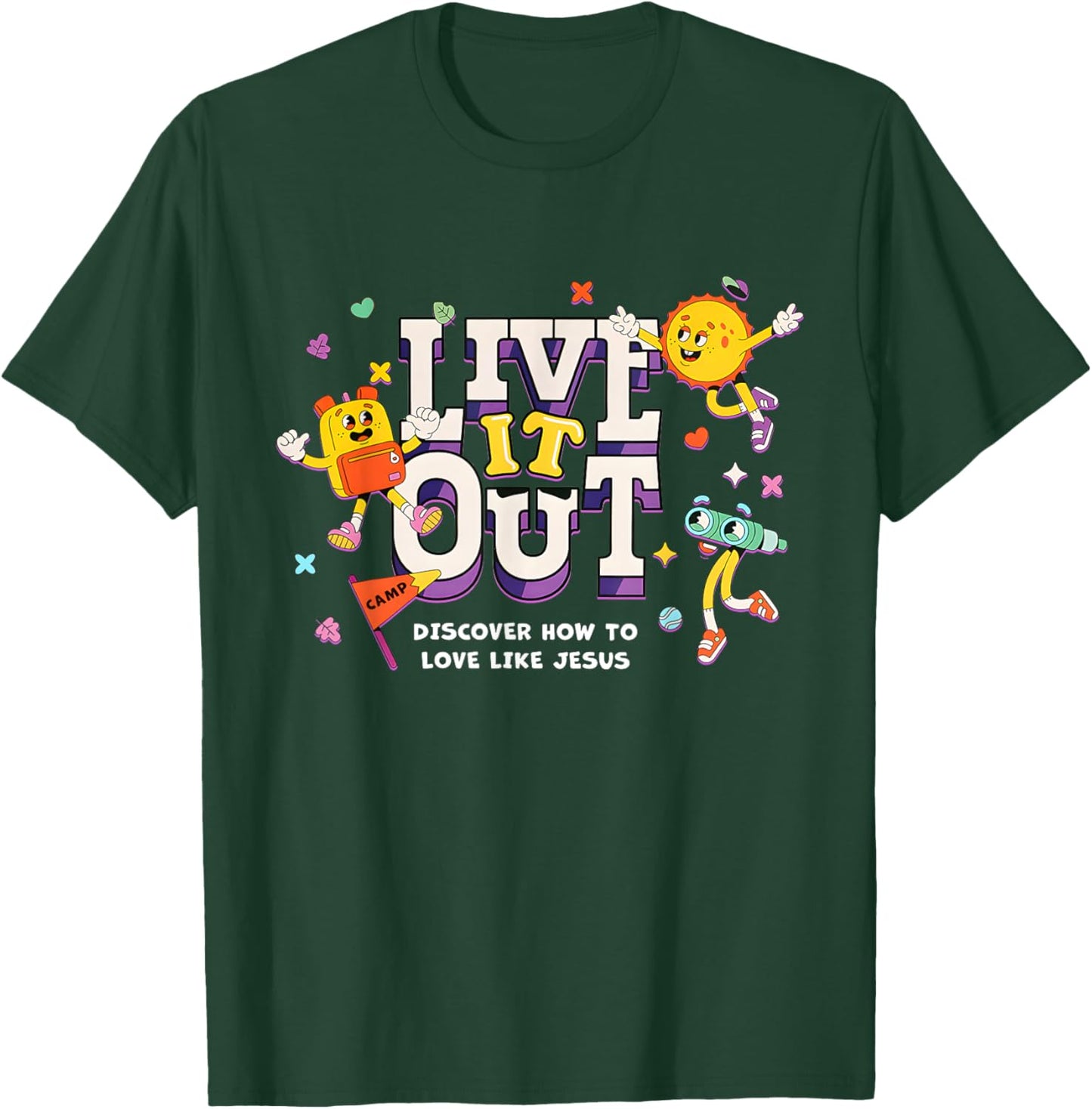 Live It Out Love Like Jesus VBS 2025 Christian Camping T-Shirt - T-Shirt | Forest