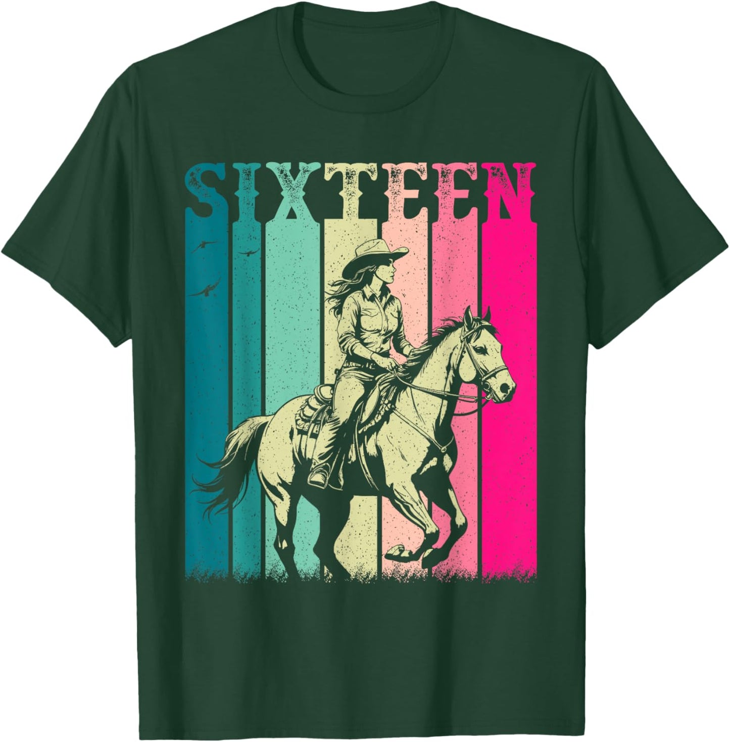 Cowgirl 16th Birthday Girls 16 Year Old Western Rodeo Party T-Shirt - T-Shirt | Forest