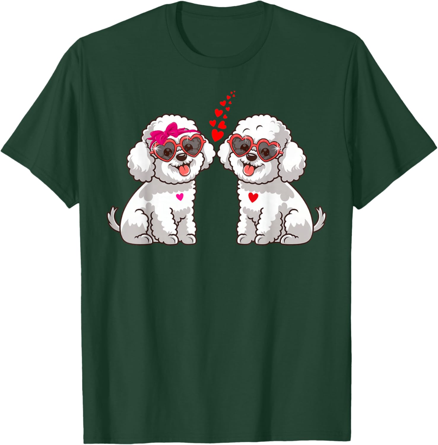 Bichon Frise Dog Valentine's Day Matching Couple Man Woman T-Shirt - T-Shirt | Forest