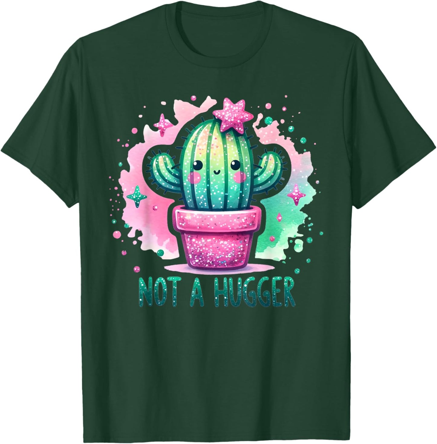 Not A Hugger Funny Vintage Cactus Cute Girl Women Sarcastic T-Shirt - T-Shirt | Forest