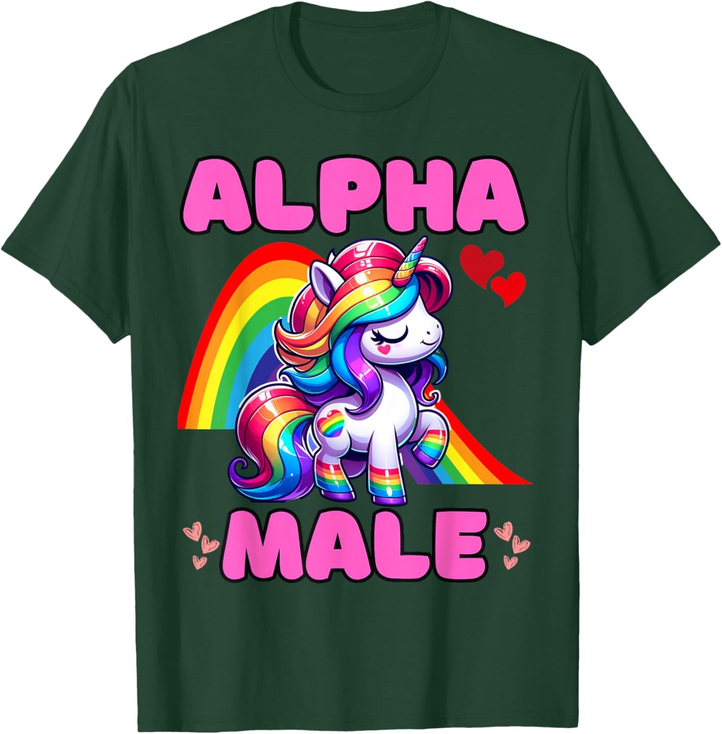 Alpha Male - Lustiges sarkastisches Regenbogen-Einhorn - Great Stag Do T-Shirt - T-Shirt | Forest