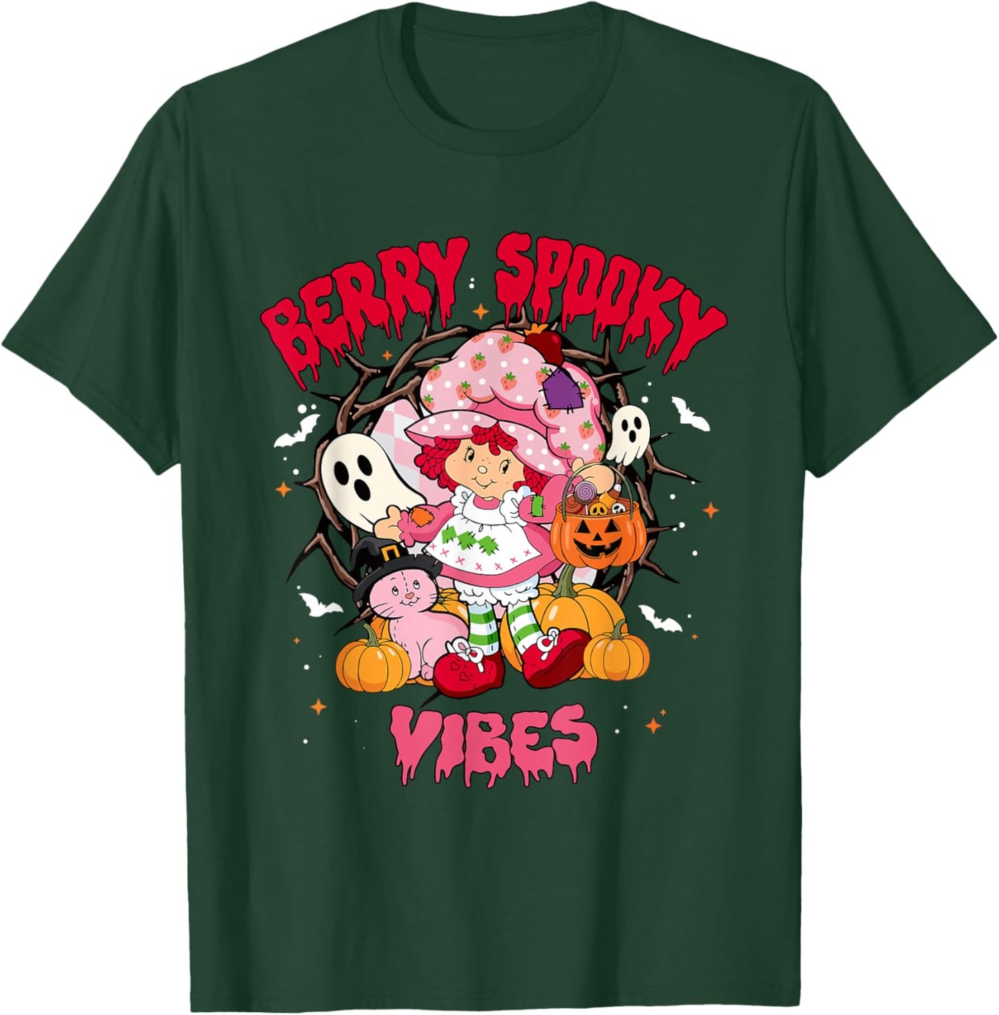 Berry Spooky Vibes Halloween Strawberry Ghost Girls Spooky T-Shirt - T-Shirt | Forest