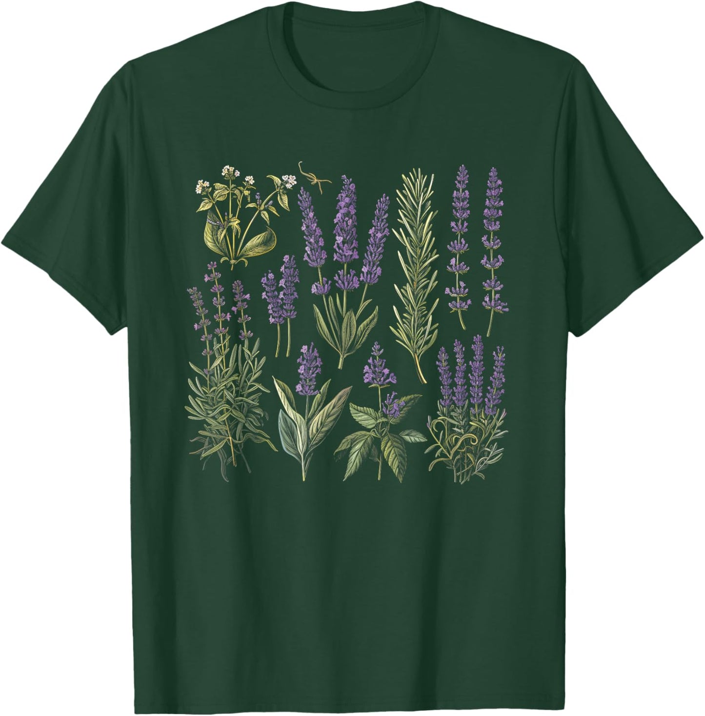 Vintage Botanical Lavender Flower Girl Cute Floral Plant Mom T-Shirt - T-Shirt | Forest