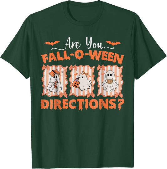 Vintage are You Fall O Ween Directions Teacher Halloween T-Shirt - T-Shirt | Forest