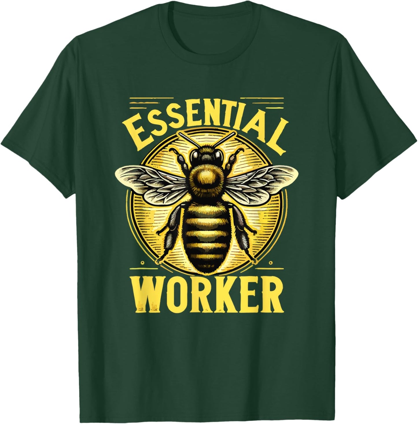 Essential Worker Beekeeper Beekeeping Hive Bees Retro T-Shirt - T-Shirt | Forest