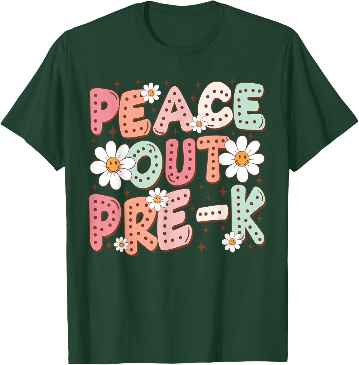 Peace Out Pre-K Cute Groovy Last Day of Preschool Graduation T-Shirt - T-Shirt | Forest
