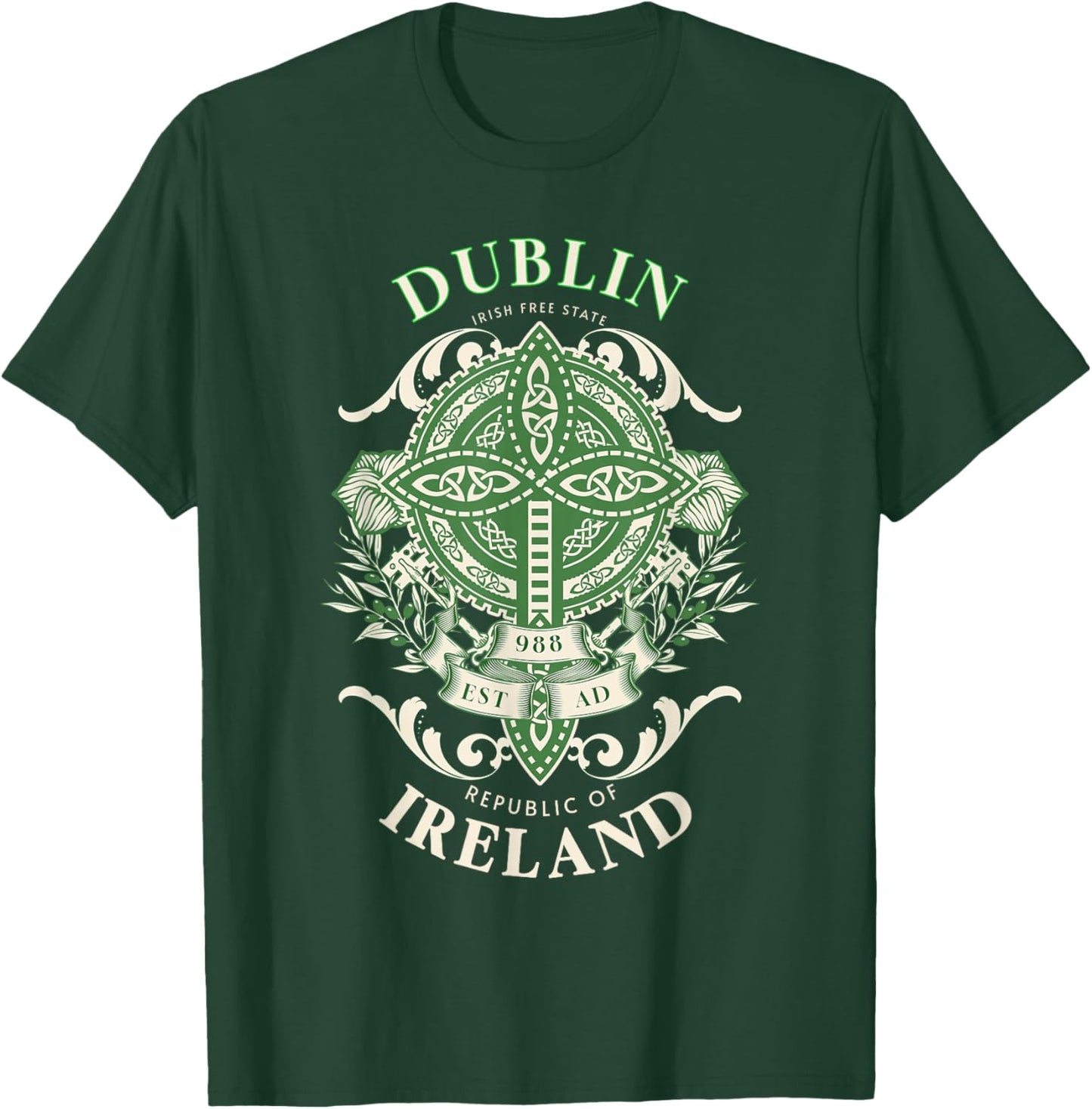 Dublin Irland Keltisches Kreuz Vorfahren Irisches Erbe T-Shirt - T-Shirt | Forest