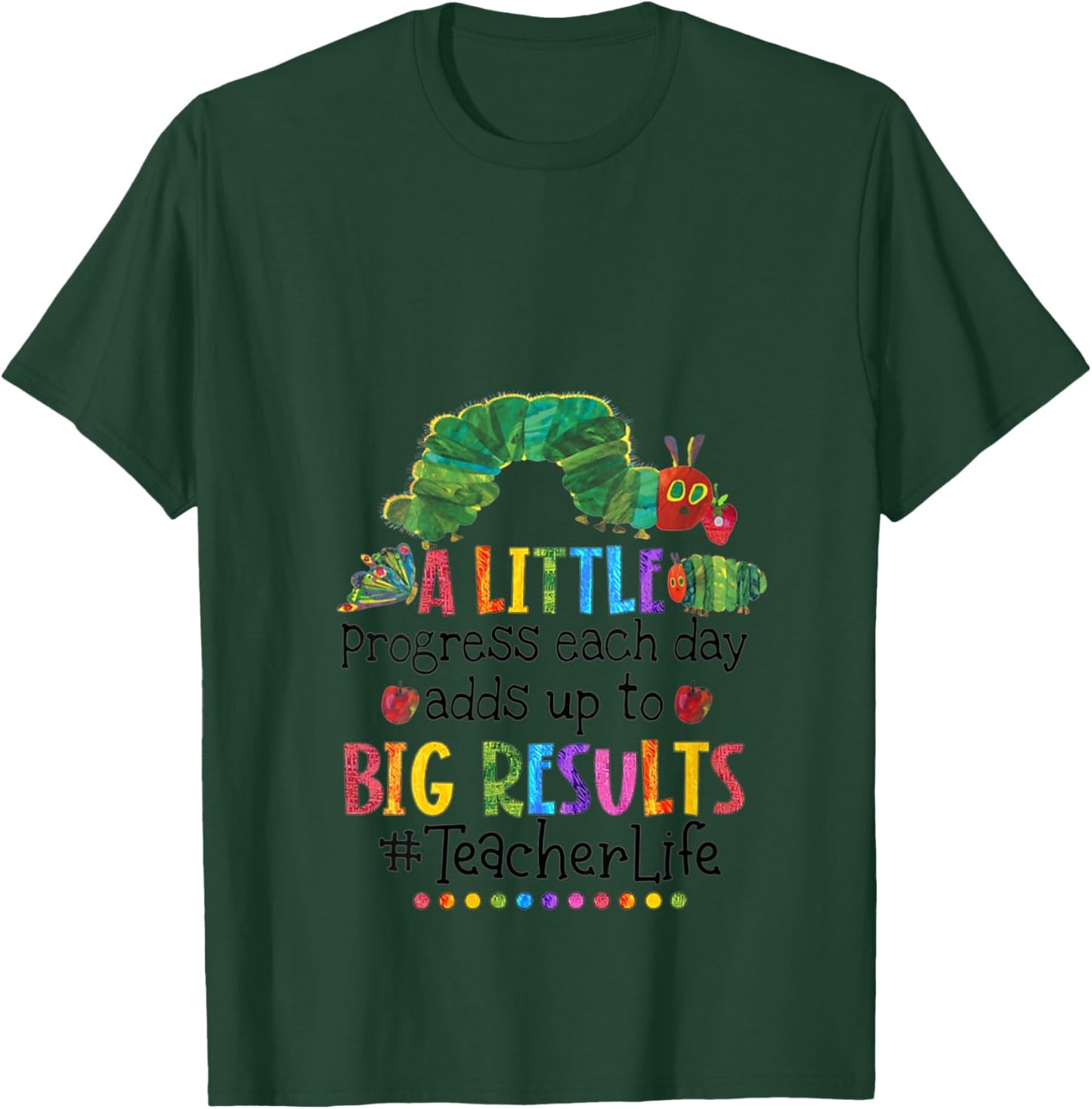 A Little Progress Each Day Adds Up to Big Results Teacher V-Neck T-Shirt - T-Shirt | Forest