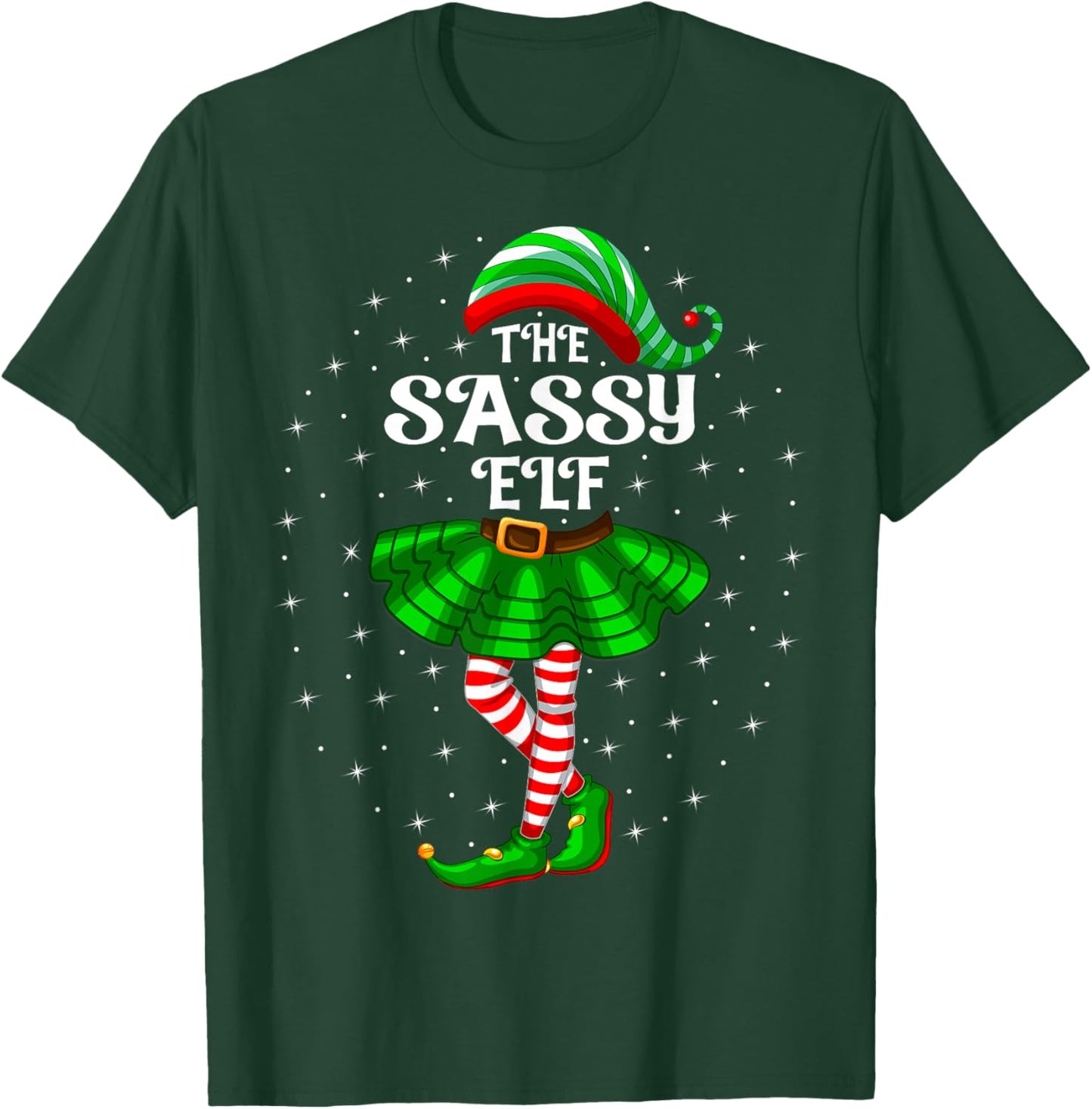 Xmas Family Matching Women Girls Mom The Sassy Elf Christmas T-Shirt - T-Shirt | Forest