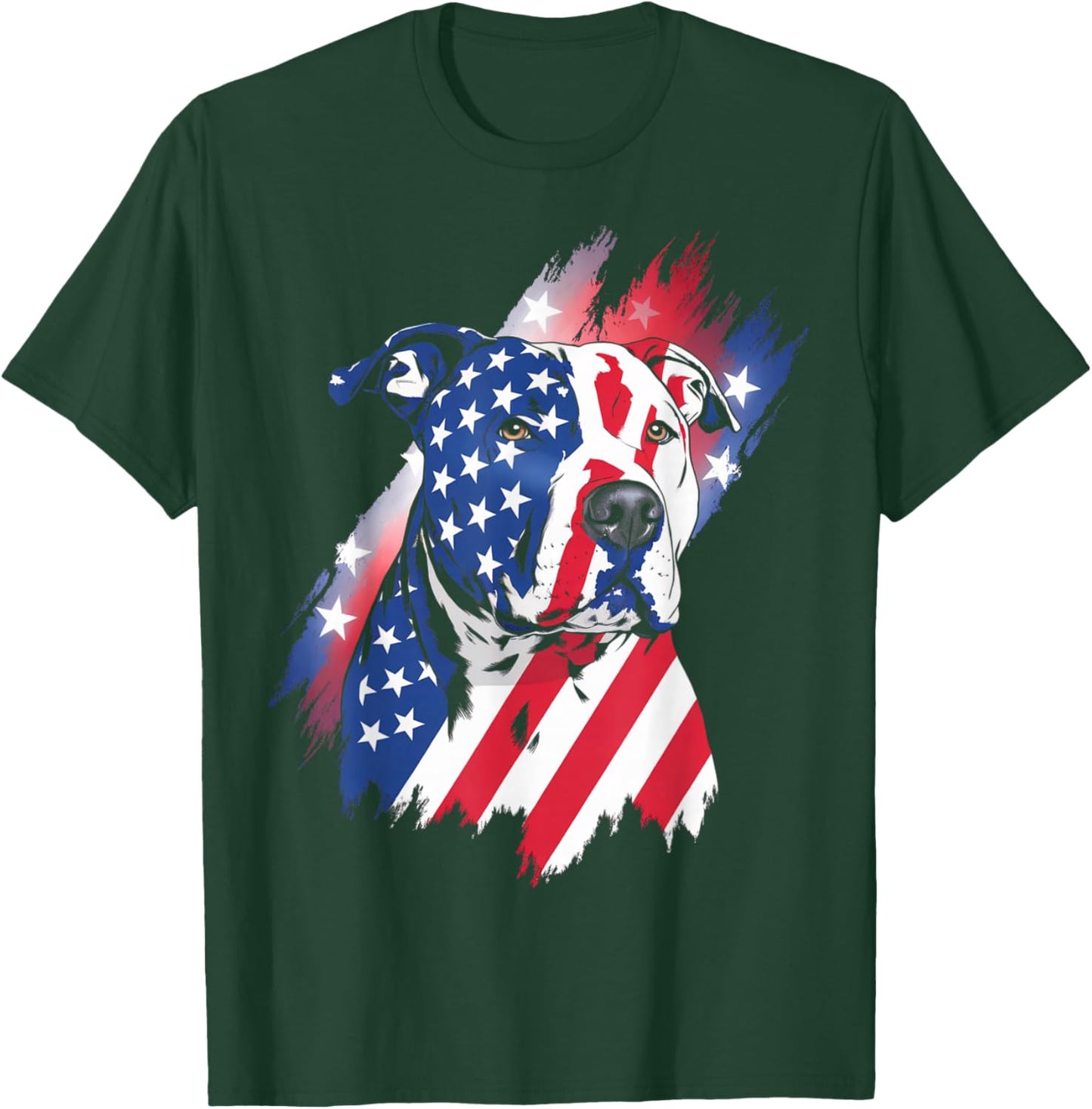 4th Of July American Flag Patriotic Pitbull Terrier T-Shirt - T-Shirt | Forest