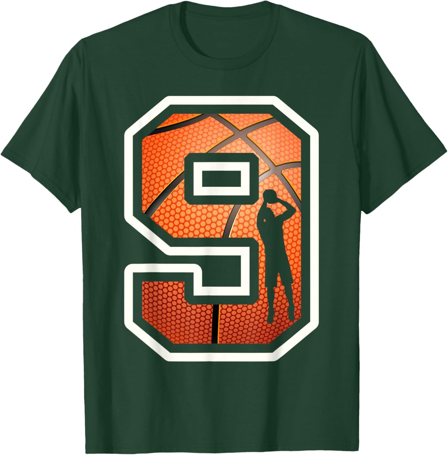 9th Birthday Basketball Player 9 Years Old Nine Sporty Bday T-Shirt - T-Shirt | Forest