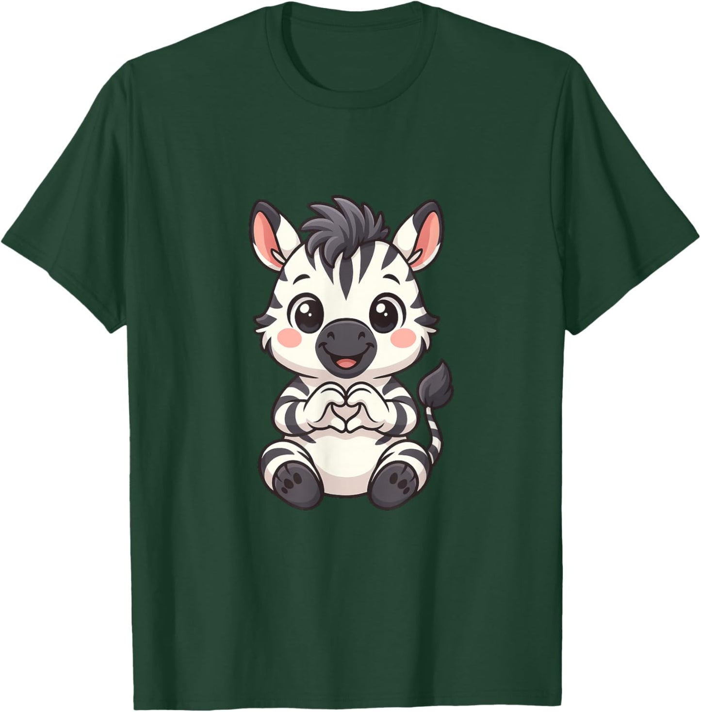 Zebra with Heart Women Girls Kids Heart Cute Zebra T-Shirt - T-Shirt | Forest