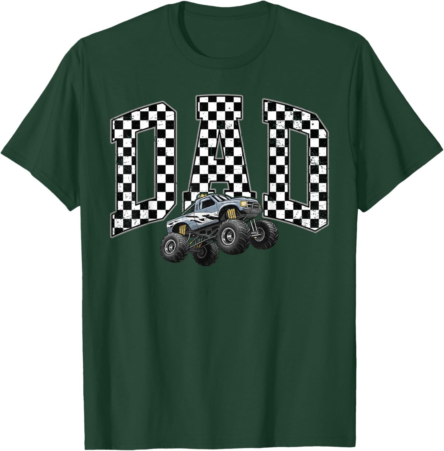 Dad Retro Monster Truck Family Crew Birthday Matching T-Shirt - T-Shirt | Forest