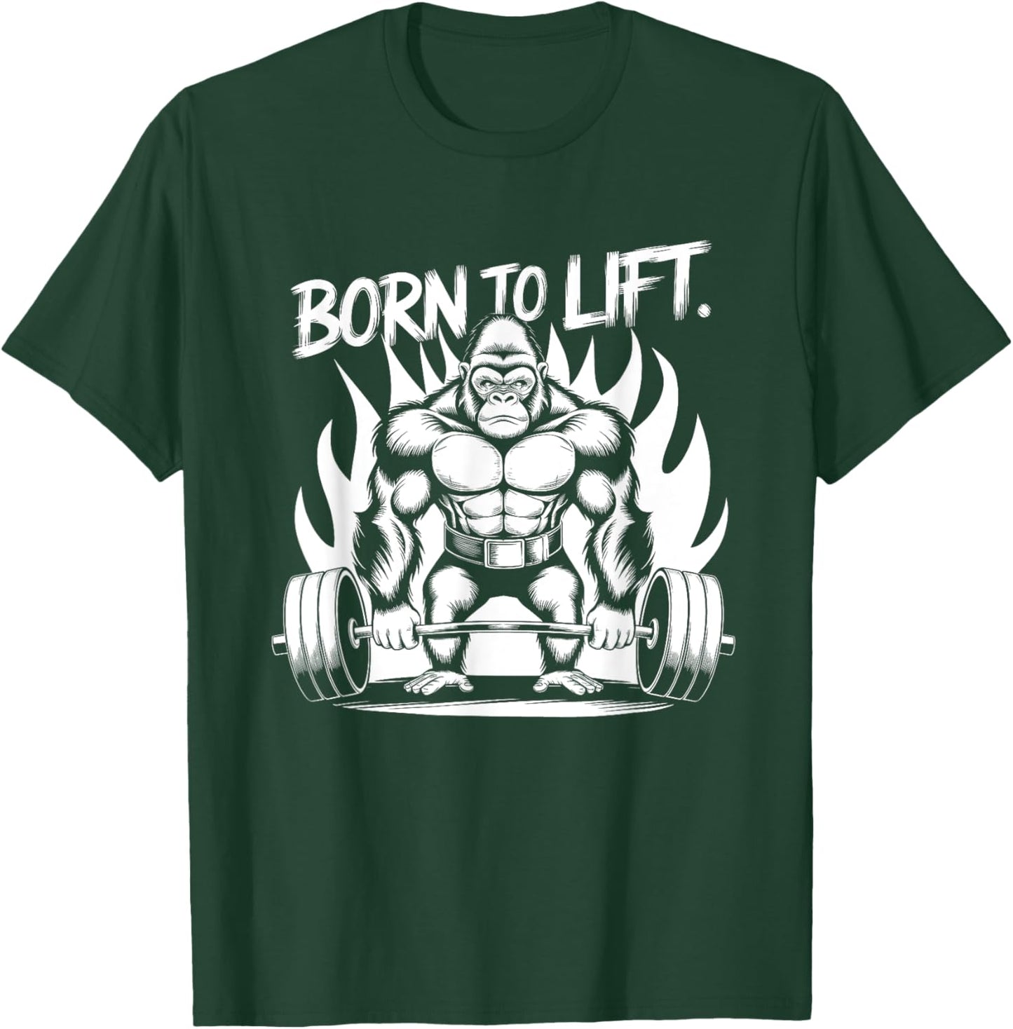 Born to Lift - Gym Art Gorilla Lifting Weights Design T-Shirt - T-Shirt | Forest