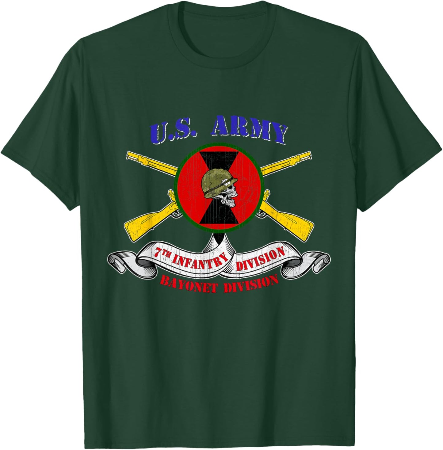 7th Infantry Division 7th ID Veteran Gifts Bayonet Division T-Shirt - T-Shirt | Forest