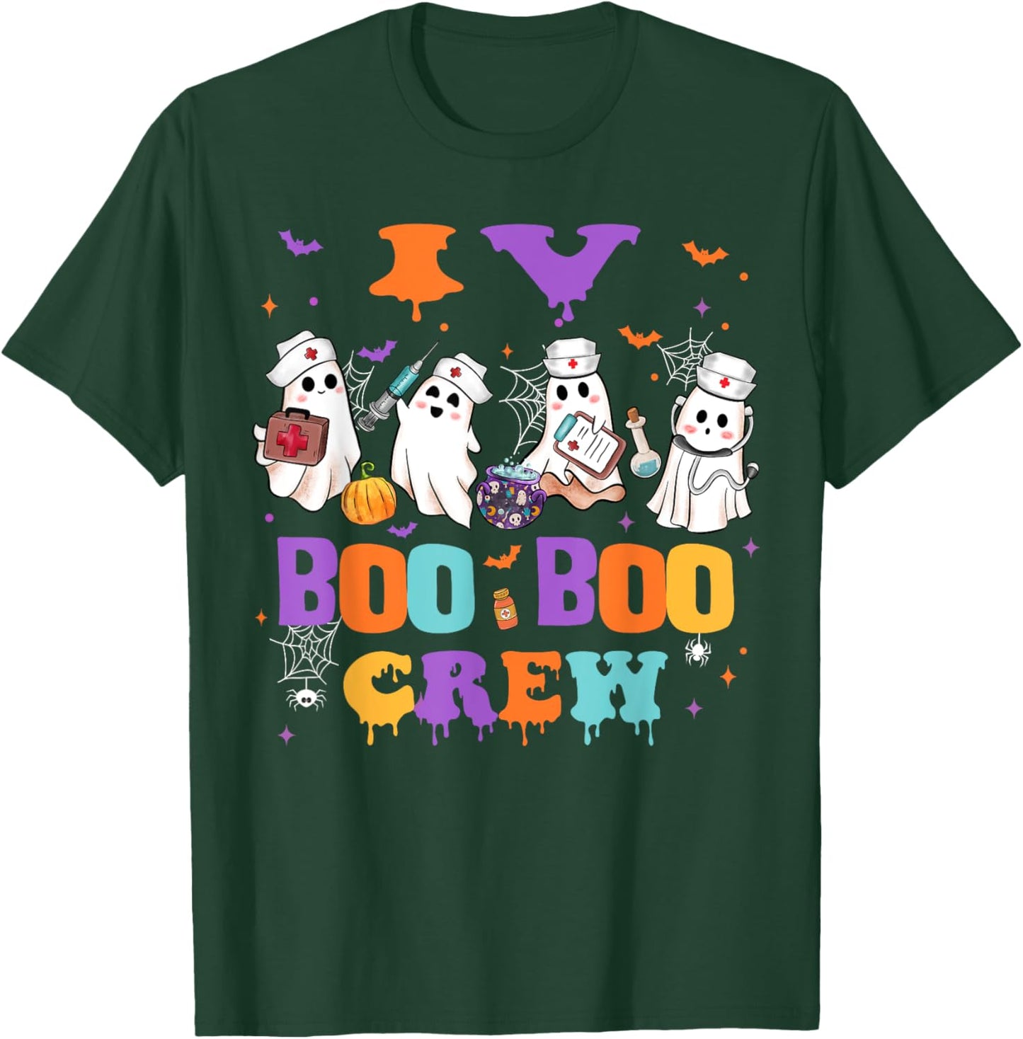 IV Nurse Boo Boo Crew Nurse Halloween Squad Nursing T-Shirt - T-Shirt | Forest