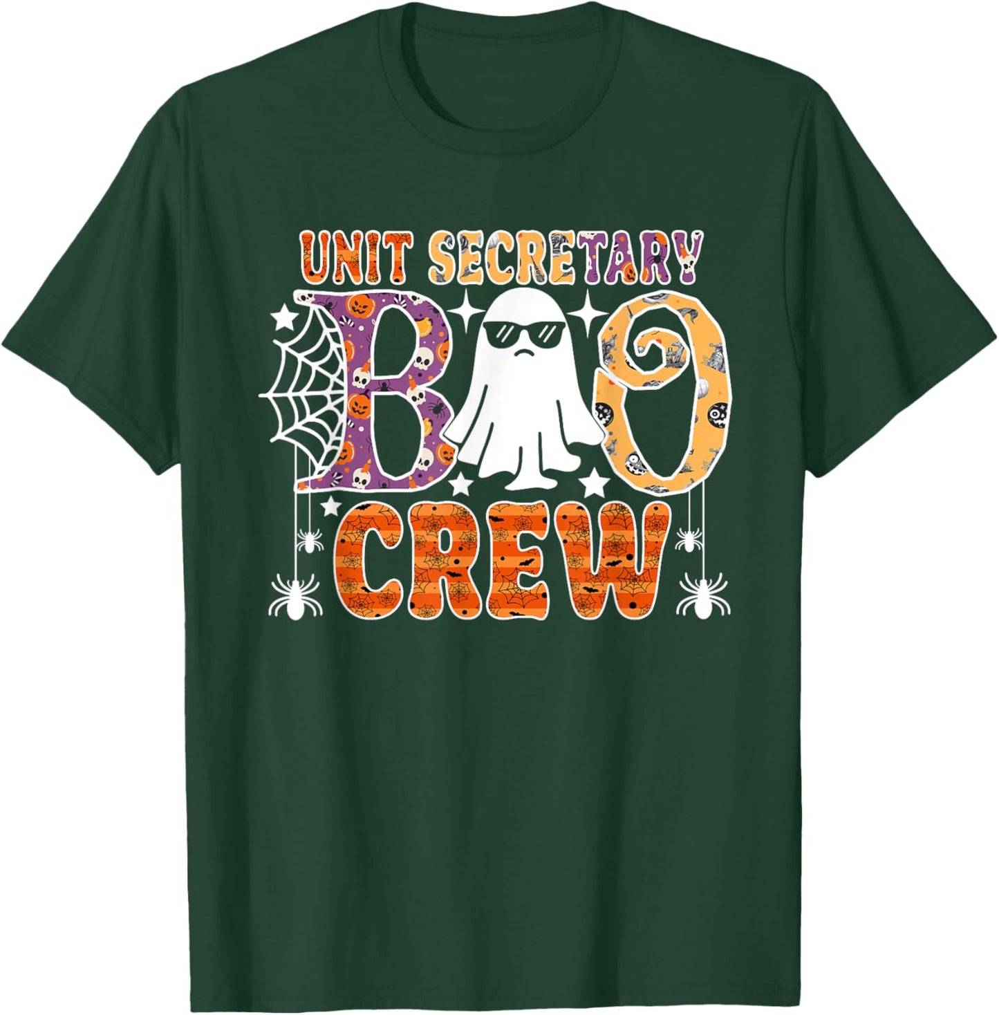 Unit Secretary Boo Crew Funny Ghost Halloween Costume T-Shirt - T-Shirt | Forest
