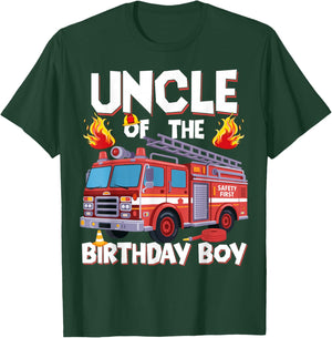 Uncle of The Birthday Boy Fire Truck Firefighter Uncle Bday T-Shirt - T-Shirt | Forest