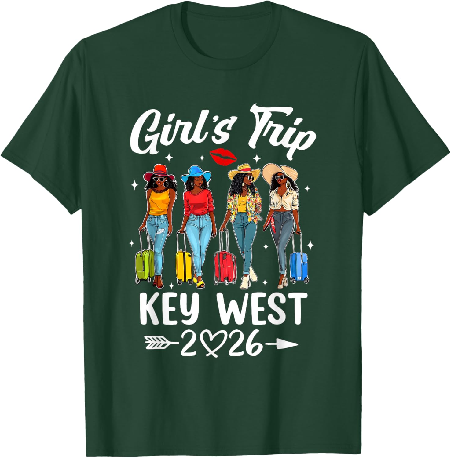 Key West Girls Trip 2026 Birthday Squad Women Vacation T-Shirt - T-Shirt | Forest