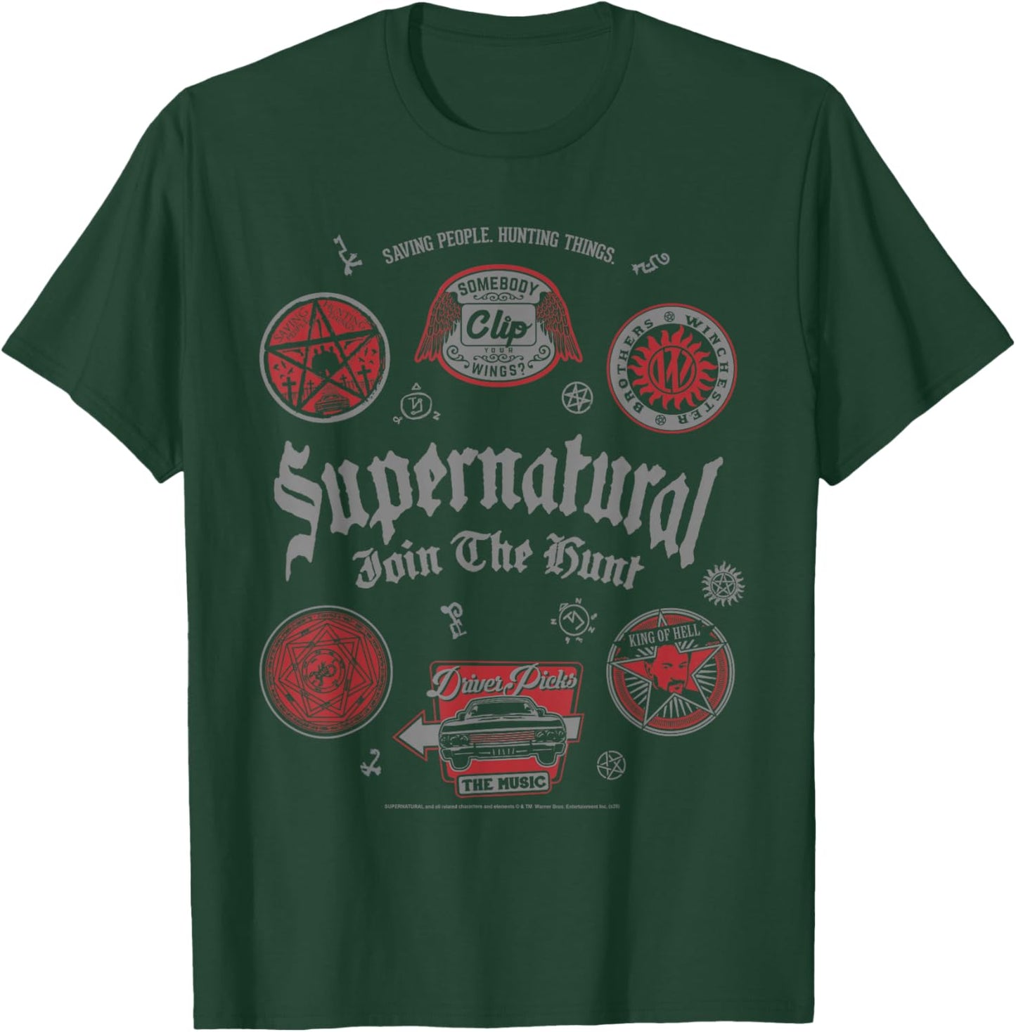 Supernatural Join The Hunt Goth Badges Collage TV Show T-Shirt - T-Shirt | Forest