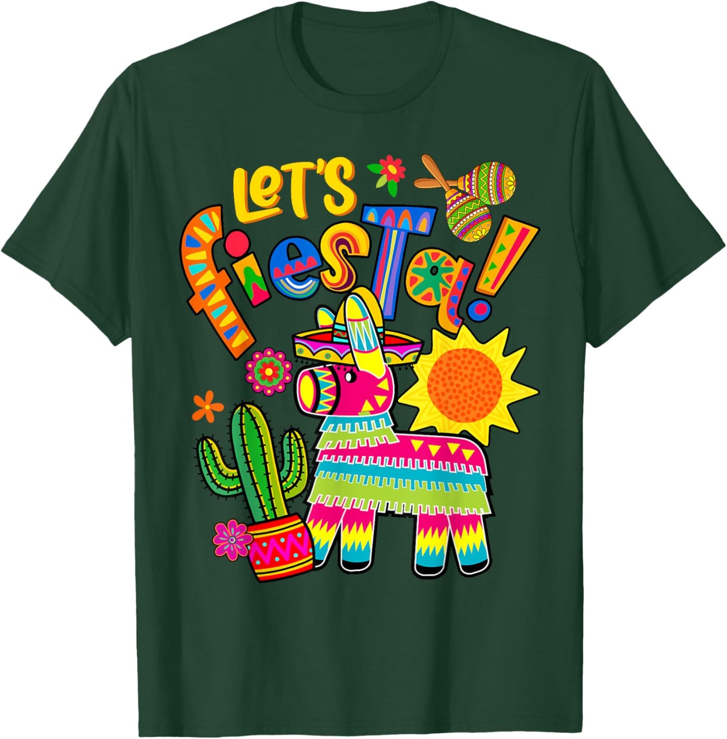 Let's Fiesta Cinco De Mayo Camisa Mexicana Hombre Mexico T-Shirt - T-Shirt | Forest